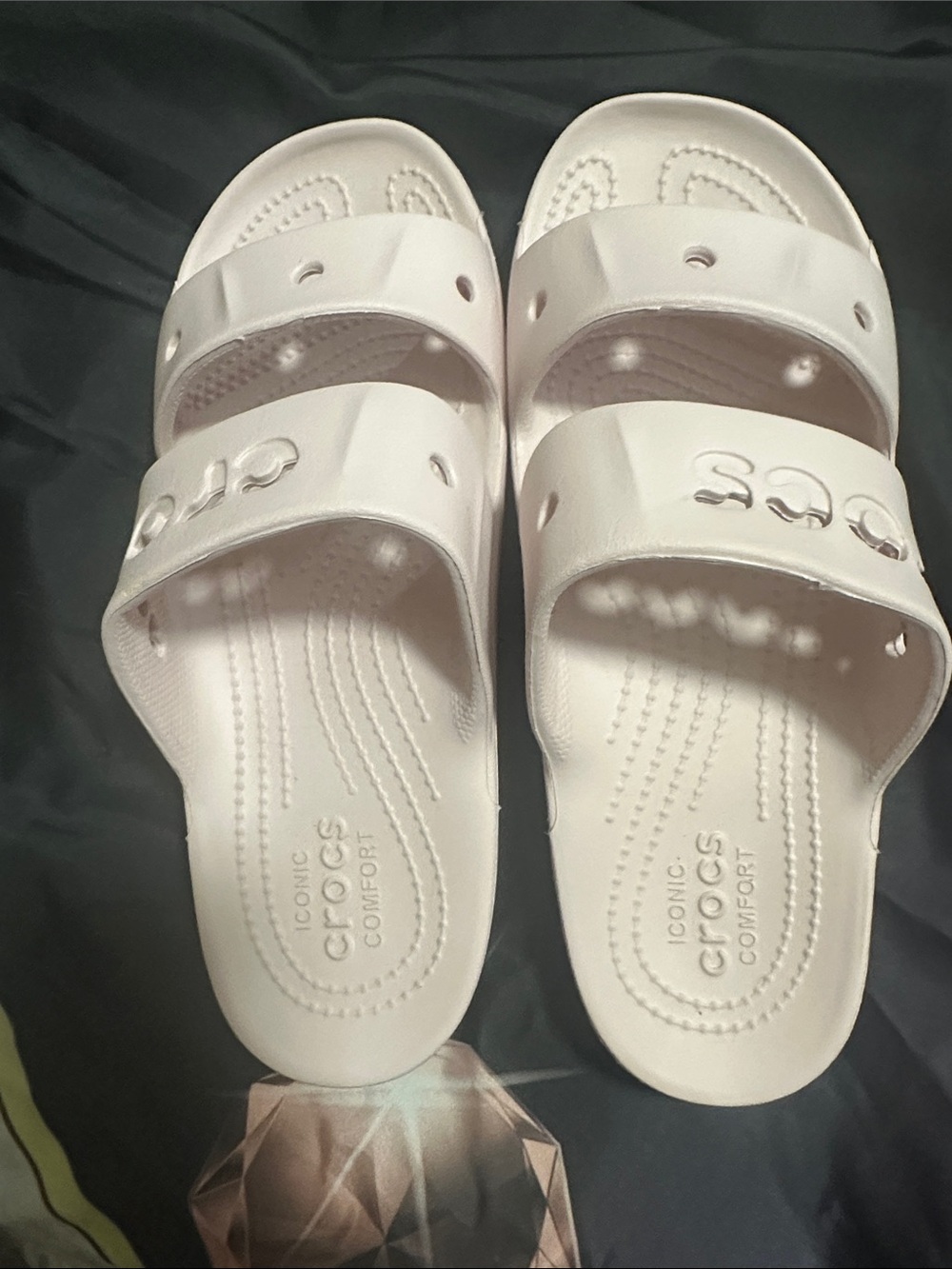 CROCS Women’s Dual-Strap Slide Sandals in Light pink.  Brand new